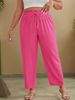New Arrival 2026 Women's plus Size High Waist Wide Leg Casual Pants Drawstring Solid Color European American Style Long Fashion_ecoleips.com