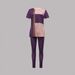 Women's Spring Summer Color Block Print Short Sleeve Side Slit T-Shirt With Lounge Pants Set, Comfortable Casual Outfit_ecoleips.com