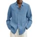 2022 Popular Product On And : Autumn Long-sleeve V-neck Loose Button Cotton-linen Shirt For Men_ecoleips.com