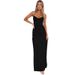 Elegant Halter Neck Midi Dress With Smocked Waist & High Slit, Bodycon Evening Dress For Women, Sophisticated Night Out & Party Wear_ecoleips.com