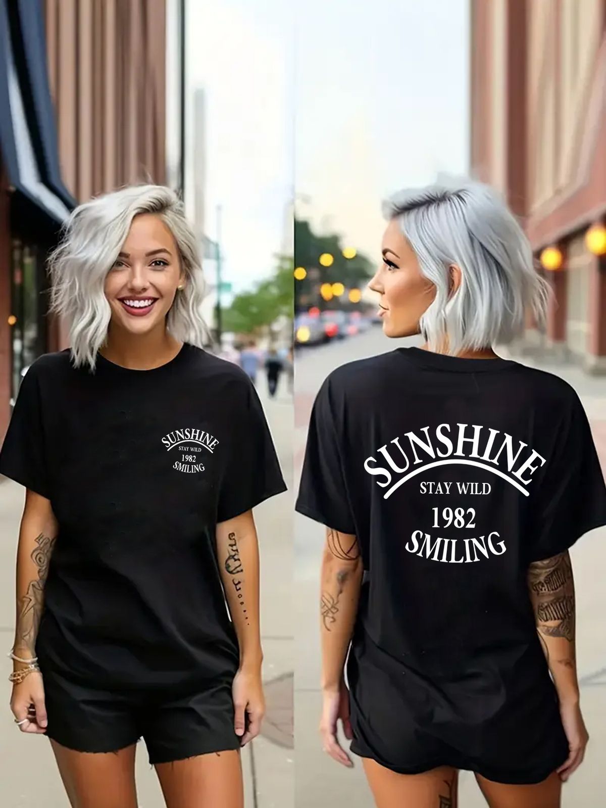 Women's Casual Round Neck Short Sleeve T-Shirt Multi-Color American Style Simple Fashionable Sports Top Solid Printed Loose Fit_ecoleips.com