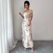 Women's Elegant Floral Print Off-Shoulder Long Dress Bodycon Style New Arrival_ecoleips.com