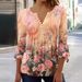 202 Cross-Border European And American Spring/Summer Fashion New Women's Floral Print V-Neck Short Sleeve Pleated Button_ecoleips.com