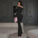 New Women's Fashion Two-Piece Sexy Waist-Cinching Top Slim Fit Bodycon Flared Pants Set_ecoleips.com