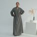 Voya Große Größen Muslim Modest Casual V-Ausschnitt Langarm Maxikleid – Locker Weißes Abaya Für Damen_ecoleips.com