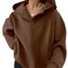 2025 Autumn Winter European And American's Solid Color Long Sleeve Hooded Loose Sweatshirt For_ecoleips.com