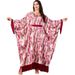 Muslim Dress Women Flowing Batwing Sleeve Abaya Dress – Red Fringe Trimmed Maxi Dress, Lightweight Polyester, Modest & Boho Chic For Women_ecoleips.com