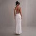 Elegant Backless Summer Dress For Women -Sleeveless V-Neck Slit Maxi Dress With Adjustable Straps, Lightweight Polyester, Perfect For Evening Parties_ecoleips.com