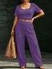 Women's Summer Casual Lounge Set - Short Sleeve Crewneck Top And Comfortable Pants Outfit_ecoleips.com