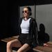 Casual Suit, Long-sleeved Zipper Lapel Top, Elastic Shorts, Striped Decorative Two-piece Set_ecoleips.com