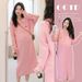 Autumn New Korean Fashion Loose Hooded Mid-Length Knitted Maternity Dress_ecoleips.com