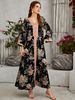 Modest Abaya Dress/Muslim Dress Women Elegant Floral Print Abaya Dress For Women - Modest Muslim Long Sleeve Maxi Dress_ecoleips.com