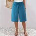 Women's Clothing Casual Polyester Shorts Solid Color Straight Style With Rope Details Suitable For Daily_ecoleips.com