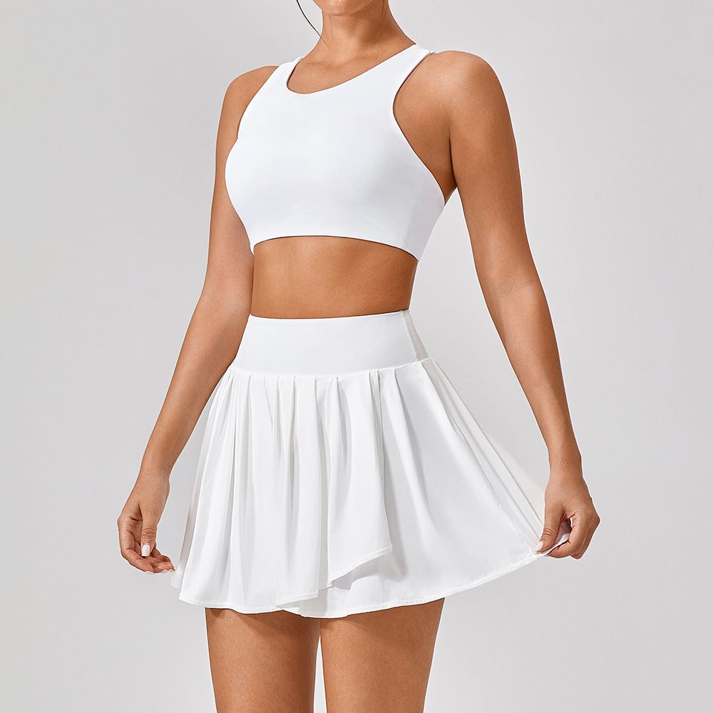 Women's Clothing Summer New Yoga Suits For Women Outdoor Sports Running Suits Women Slim Stretch Yoga Fitness Pleated Skirt_ecoleips.com