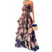 Women's Printed Two-piece Suspender Top + Cake Skirt Long Skirt Suit Women_ecoleips.com
