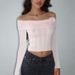 Women's Clothing One Shoulder Three Dimensional Flower Long Sleeved Sweater Knitted Short Top_ecoleips.com