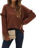 Women's Solid Color Crew Neck Sweatshirt Patchwork Ruffle Long Sleeve Autumn/Winter New Arrivals European American Style_ecoleips.com