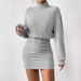 Autumn And Winter Slim-fit Fashion Pit Strip Turtleneck Hip-wrapped Long-sleeved Dress_ecoleips.com