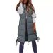 Women's Clothing Long Sleeveless Quilted Vest, Winter Warm Padded Coat, Lightweight Fleece Lining, V-Neck Casual Outerwear For Women (Grey, Black)_ecoleips.com