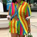 Women's Clothing Sexy Printing Color Printing Long Sleeve Shirt Shorts Two-Piece Suit_ecoleips.com