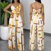 Women's Casual Vacation Two Piece Set Camisole Top And Pants Printed Lining_ecoleips.com
