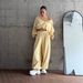 Women's Cropped Hoodie Jogger Pants Set Oversized Pullover Drawstring Waist Zip-Up Detail Casual Loungewear Two-Piece Multiple Colors_ecoleips.com