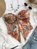 Women’s Clothing Printed Asymmetrical Hem Vest Holiday Style Wrapped Chest Cross Strapless Top Off Shoulder Top_ecoleips.com