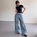 Light-washed High-waisted Non-tight-fitting Flared Jeans Women, Summer Vintage Loose Straight-leg Bell-bottom Pants For_ecoleips.com