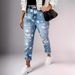 Women's Clothing Printed Pattern Ripped Straight Casual Jeans Women_ecoleips.com