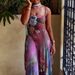 Fashion Floral Print Ruffles Irregular Long Dress Women Spring Slash Neck Hollow Slim Party Dress Summer Sleeveless Straps Dress_ecoleips.com