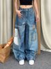 Women’s Clothing large size patch patchwork printed jeans women's autumn and winter new hot girl design mopping trousers_ecoleips.com