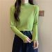 This Uniquely Designed Solid-Color Semi-High-Neck Long-Sleeved T-Shirt With Black Ear Trim Can Be Worn As A Base Layer F_ecoleips.com