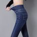 2025 Spring New High-Waisted Black Jeans For Women, Elastic Waist, Slim Fit, Cotton Stretch, Leg-Lengthening, High_ecoleips.com