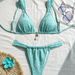 Women's Clothing Metal Jewelry Two-Piece Bikini Set Sexy Style Vacation Fabric Regular Fit For All Seasons_ecoleips.com