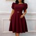 C8654 Cross-border European And American 2026 New Women's Fashion Elegant Round-neck High-waisted African Dress_ecoleips.com