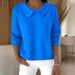 Women's Casual V-Neck Long Sleeve Top – Loose Fit, Solid Color, Lapel Design (S-4XL, Multiple Colors)_ecoleips.com