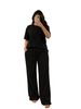 TW892 Women's Summer Casual Set Loose Trendy Solid Color Daily Commute Comfortable Short Sleeve Top And Pants_ecoleips.com