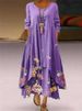 Women's Long Sleeve Floral Print Midi Dress – Asymmetrical Hem Casual Boho Fall Dress 2026_ecoleips.com