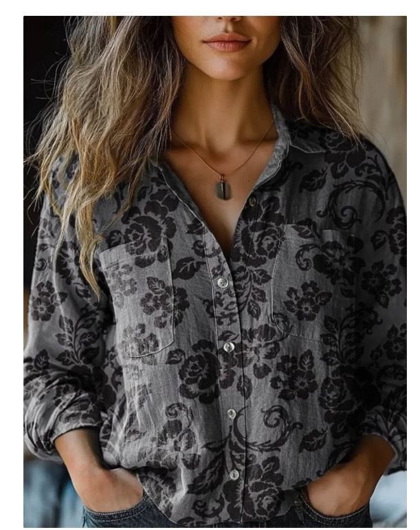 New 2025 Export Women's Shirt Top With 3D Print, Delicate Linen Fabric_ecoleips.com