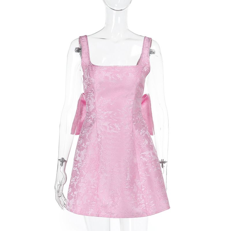 Women's Bodycon Dress Slim Fit Square Neck Bow Elegant Sexy New Spring Clothing_ecoleips.com