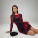 European And American Cro-border 2026 Pring New Women' Floral Print Round-neck Meh Lim-fit Long-leeve_ecoleips.com