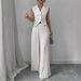 Women's Sleeveless Vest & Pleated Wide-Leg Pants Set – 90% Polyester Stretch Lounge-to-Street Outfit_ecoleips.com