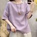Casual And Elegant Cotton And Linen, Simple And Stylish, Half-Sleeved And Short-Sleeved Top, Summer Solid Color, Artisti_ecoleips.com
