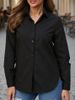 Women's Solid Color Long Sleeve Blouse Lightweight Casual Shirt Lapel Button down Open Front Cover-Up_ecoleips.com