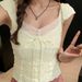 Summer Sexy Tube Top Lace V-Neck Slim-Fit High Waist Top Women's Short Sleeve T-Shirt_ecoleips.com