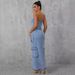 Women's Denim Dress - Casual Tube Top Workwear Style With Large Pockets_ecoleips.com