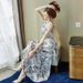 Summer 2025 New Bohemian Women, Waist-Cinching, Tie-Waist, Slimming, Chiffon Dress For Beach Vacation_ecoleips.com