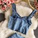 Women's Clothing Summer New Retro Denim Strap Top High Waist Slimming Sheath Skirt Two-piece Suit For Women_ecoleips.com