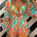 Women's Sexy Three Piece Swimsuit Set European American Style Printed Collar Waist Cinching Tie Short Skirt Swimwear_ecoleips.com
