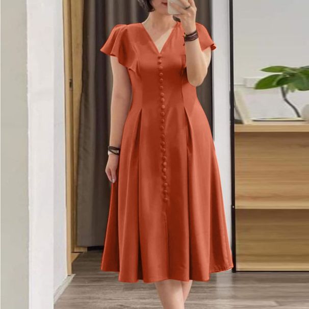 2024 ZANZEA Fashion Women's Dress Summer Short Sleeve Pleated Sundress Elegant V Neck Dress Causal Robe Femme Solid OL Vestido_ecoleips.com